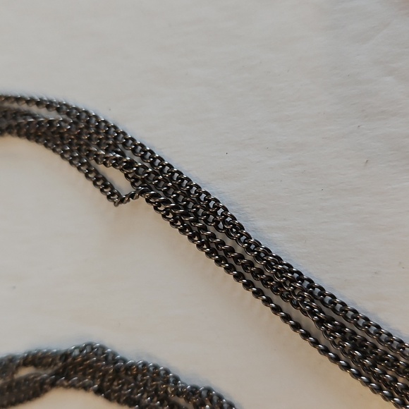 Rhinestone Star Burst Pendant on Bronze Tone 4 Strand 14"L + 2"Ext. Necklace - Picture 6 of 8